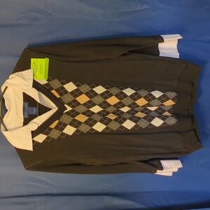 Karen Scott Black Argyle Sweater